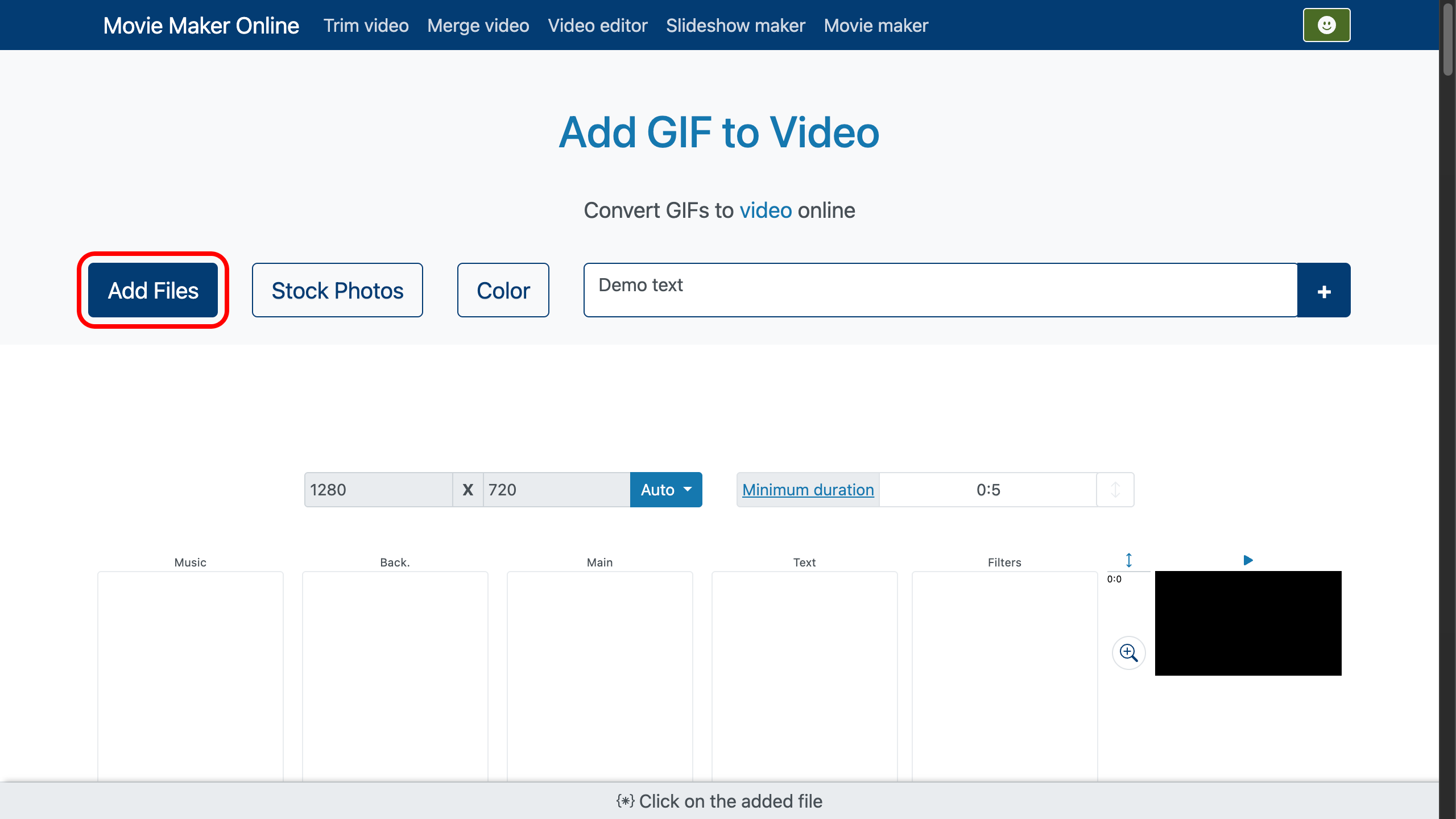 Ngonversi video dadi gif - Unggaha gif panjenengan menyang editor video
